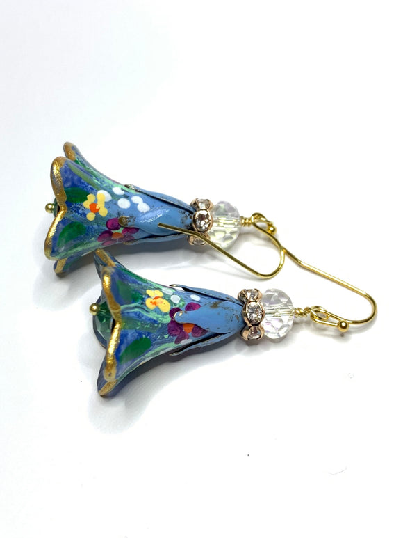 Lucite Flower Earrings- Mini Floral Painting