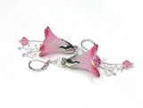 Love Struck Flower Earrings- Hand-Painted White Pink and Red Trumpets