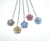 Large Czech Hawaiian Flower Necklace 19in Stainless Chain