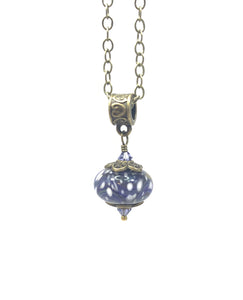 Midnight Blue Lampwork Pendant  Necklace
