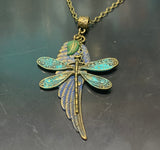 Dragonfly and Wing Necklace -Lapis Blue And Turqoise